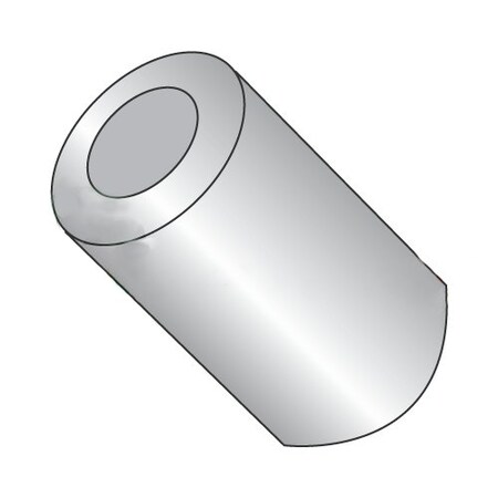 Round Spacer, #4 Screw Size, Plain Aluminum, 7/16 In Overall Lg, 0.114 In Inside Dia